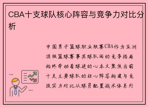 CBA十支球队核心阵容与竞争力对比分析